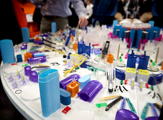A view of Plastics materials displaying on show floor 